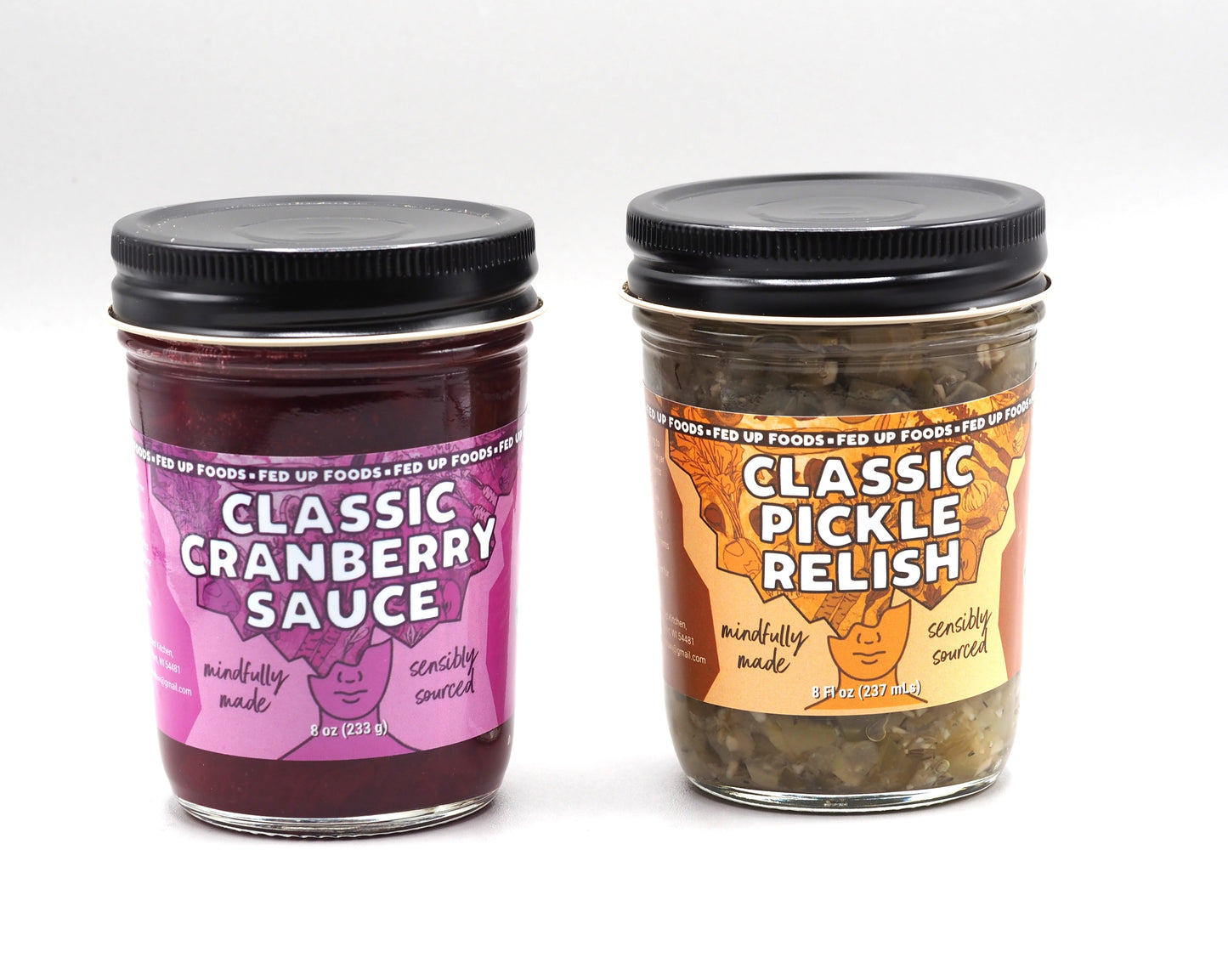 Fed Up Foods variety pack 2 pack 8 oz jars classic cranberry sauce dill pickle relish specialty cranberry sauce