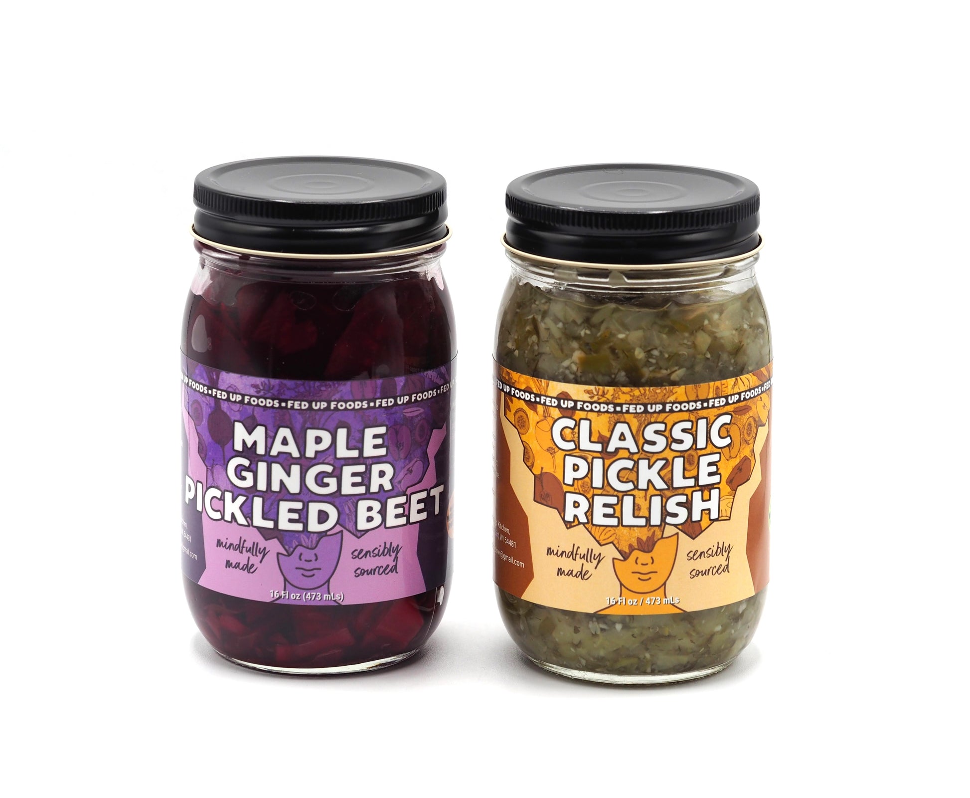 Fed Up Foods mpale ginger pickled beet and classic pickle relish in a 2 pack variety pack
