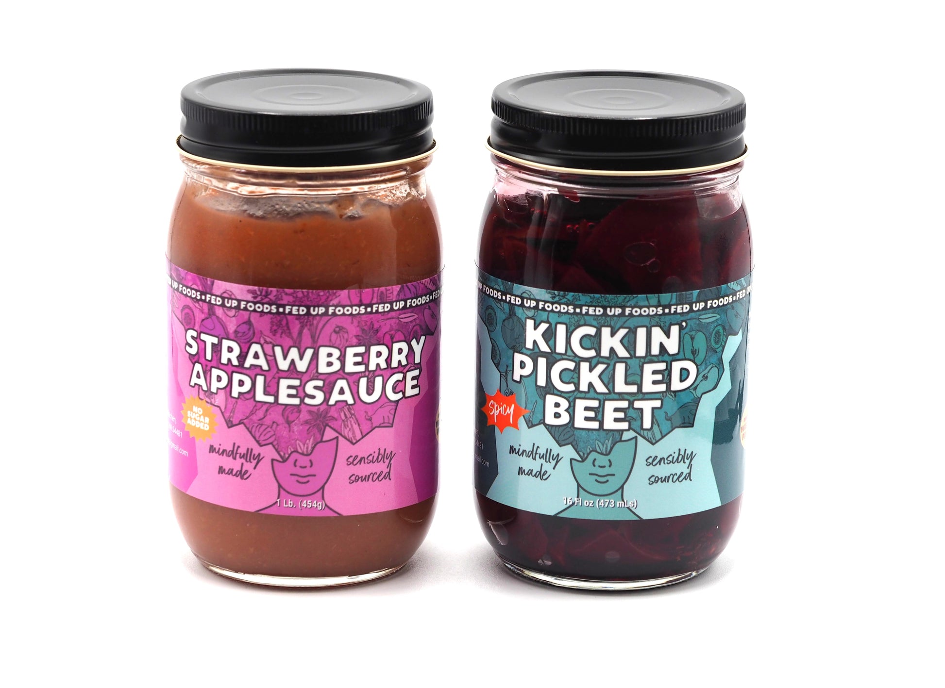 Fed Up Foods strawberry applesauce and kickin pickled beet in a 2 pack variety pack 