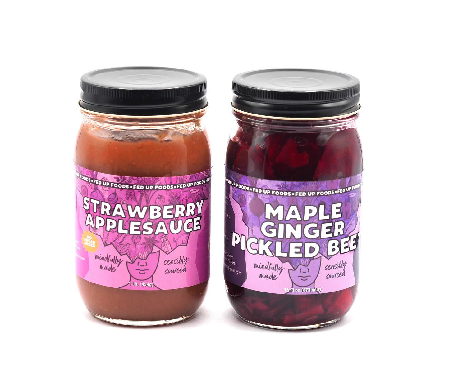 Fed Up Foods maple ginger pickled beet and strawberry applesauce in a 2 pack variety pack
