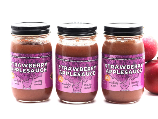 Fed Up Foods Strawberry Applesauce 3 pack wisconsin produce organic ingredients