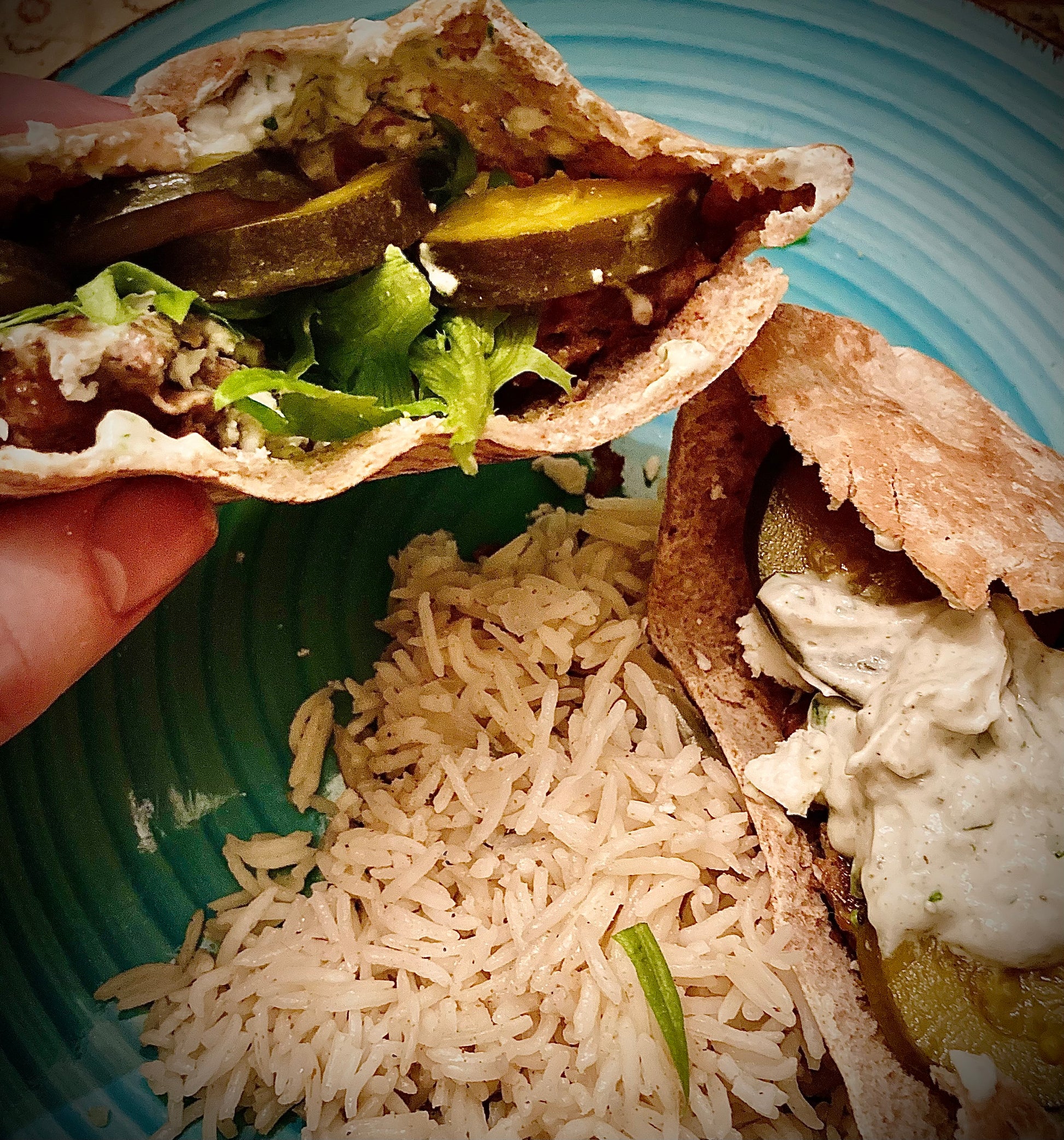 Curried Pickled Zucchini on a Lamb Burger Fed Up Foods 
