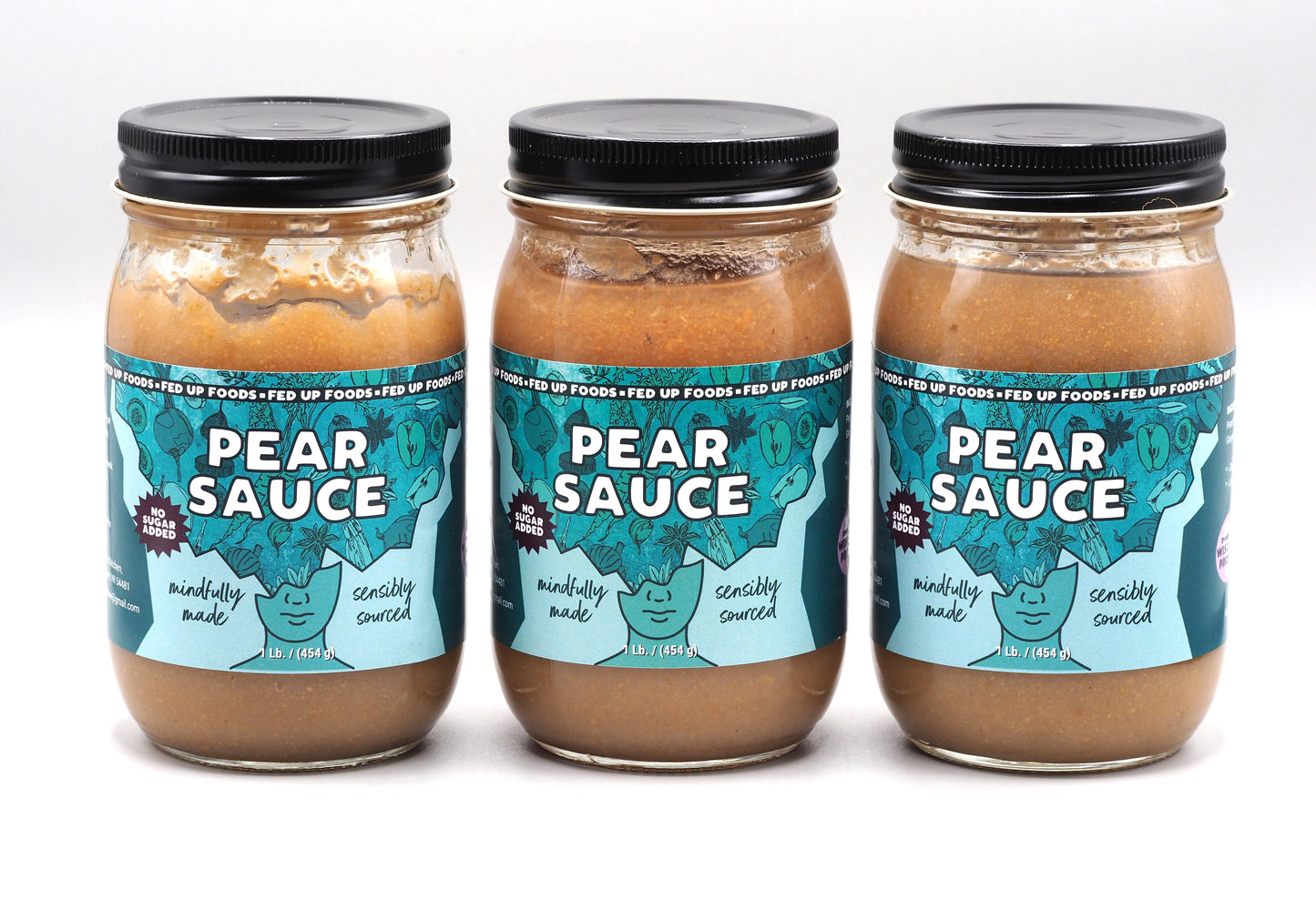 Fed Up Foods Pear Sauce in a three pack