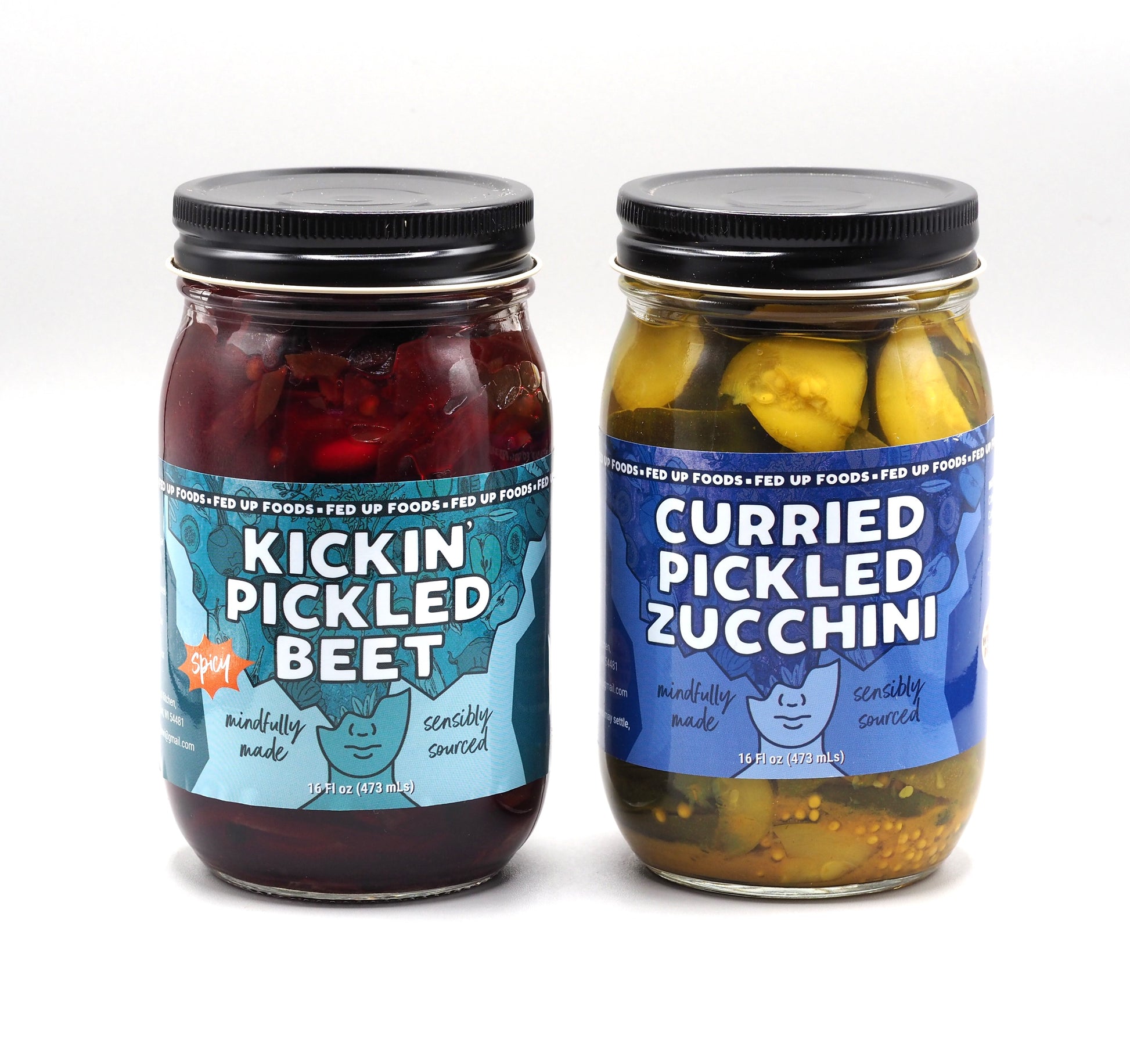Fed Up Foods Kickin' Pickled Beet and Curried Pickled Zucchini in a 2 pack build your own variety pack