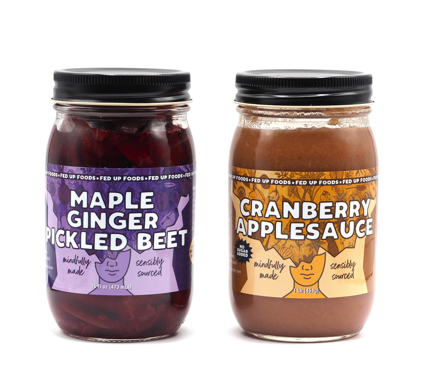 Fed Up Foods Maple Ginger Pickled Beet and Cranberry Applesauce in a 2 pack variety pack