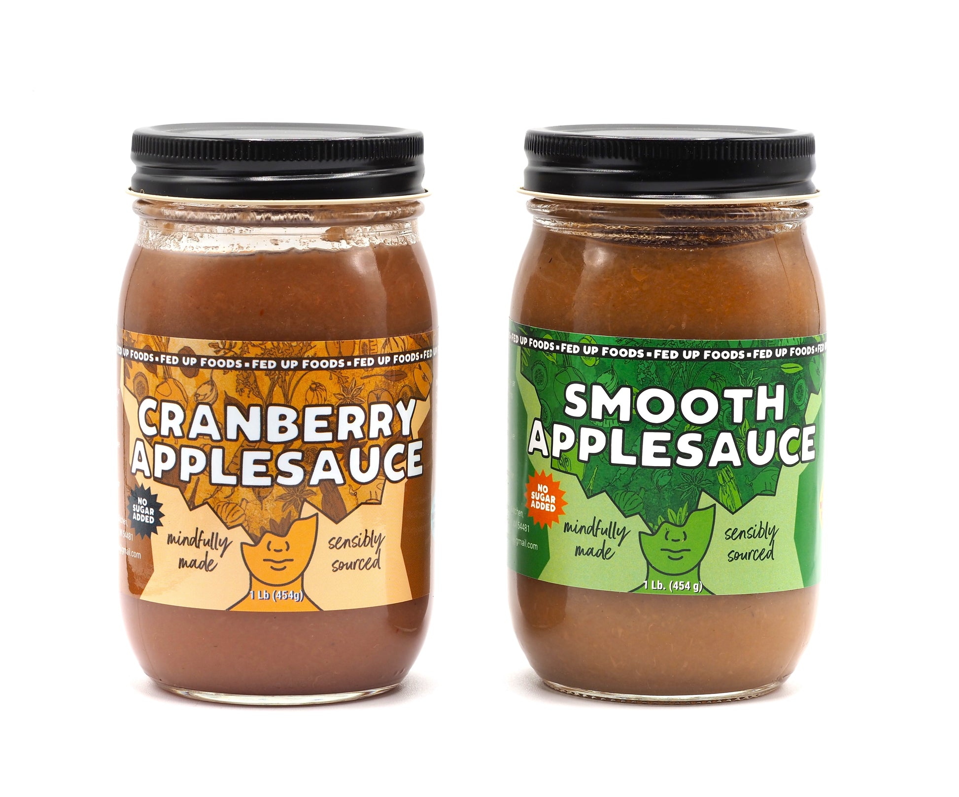 Fed Up Foods Cranberry Applesauce and Smooth Applesauce in a 2 pack Variety Pack