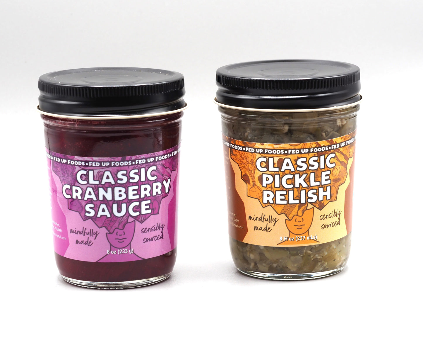 Fed Up Foods variety pack 2 pack 8 oz jars classic cranberry sauce dill pickle relish specialty cranberry sauce